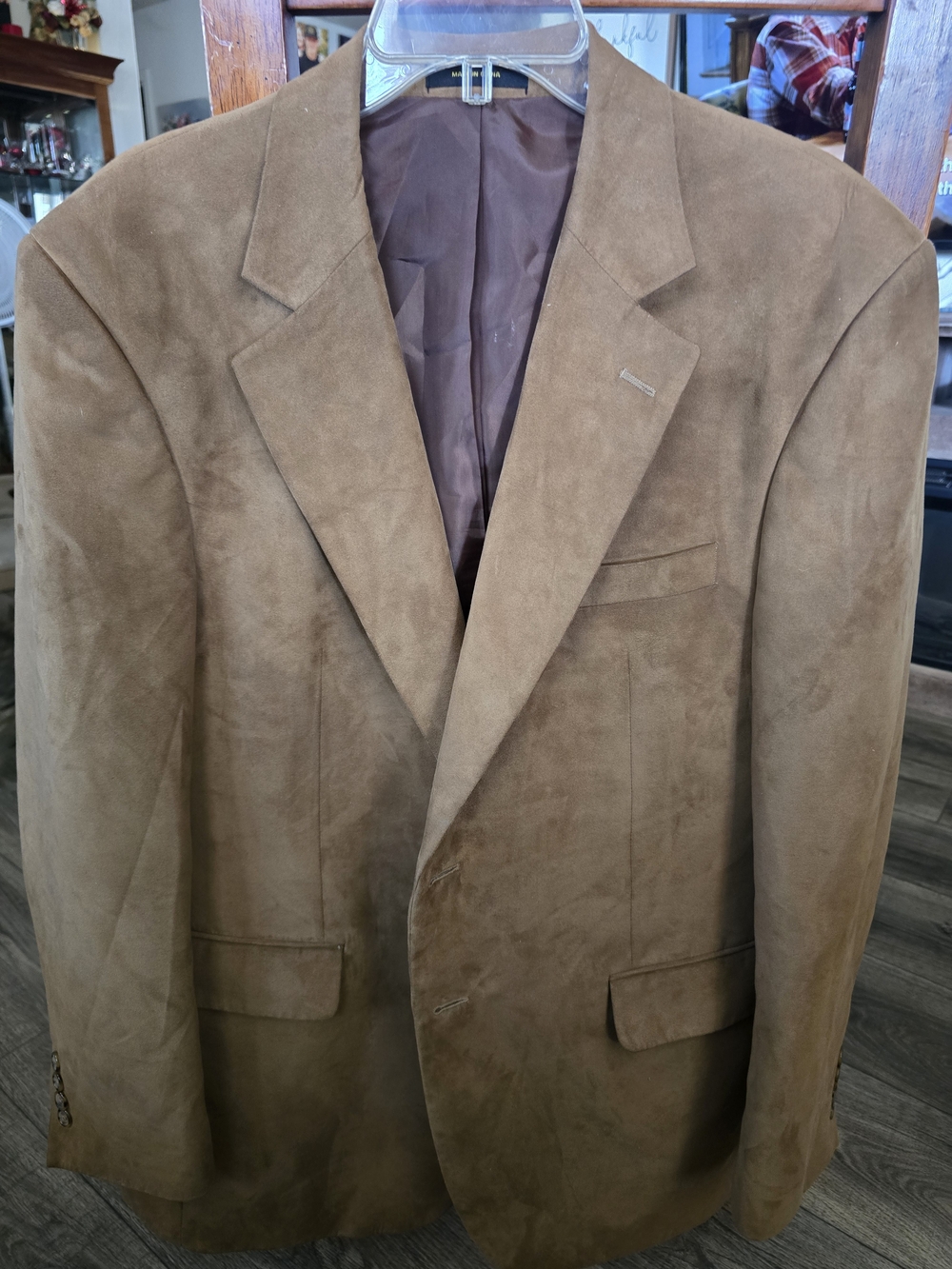 George Brown Suede-Look Pea Coat with Striped Trim
